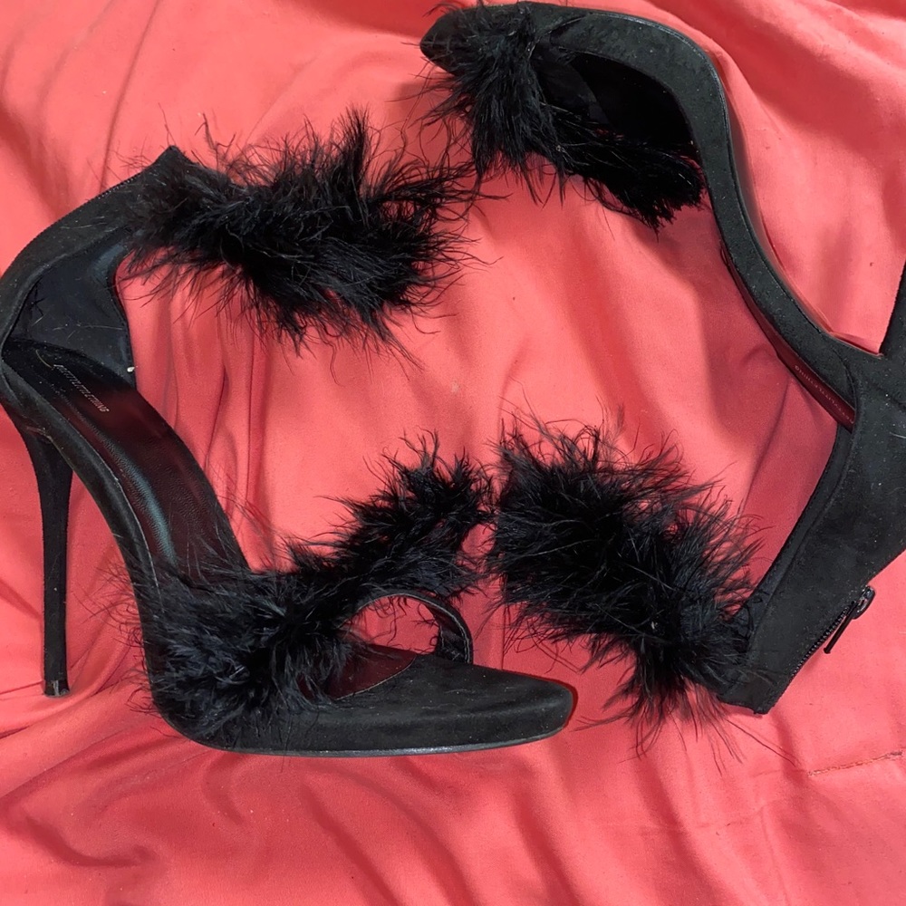 Feather heels in all black in UK sz 10